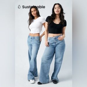 PacSun Light Blue Women's Flare & Wide Leg Jeans